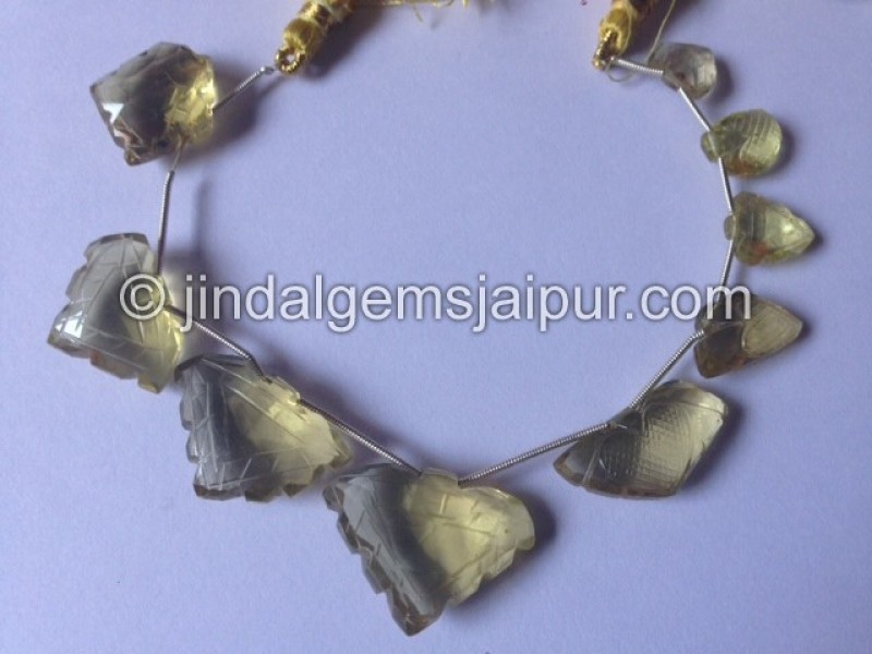 Lemon Quartz Carved Heart Shape Beads